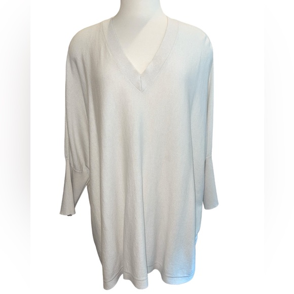 PureJill Sweaters - PureJill Women's Sweater Size 3X Off White Pullover 3/4 Batwing Sleeve V Neck
